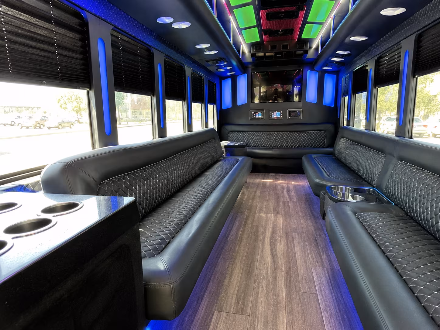 jurupa valley 15 passenger party bus inside